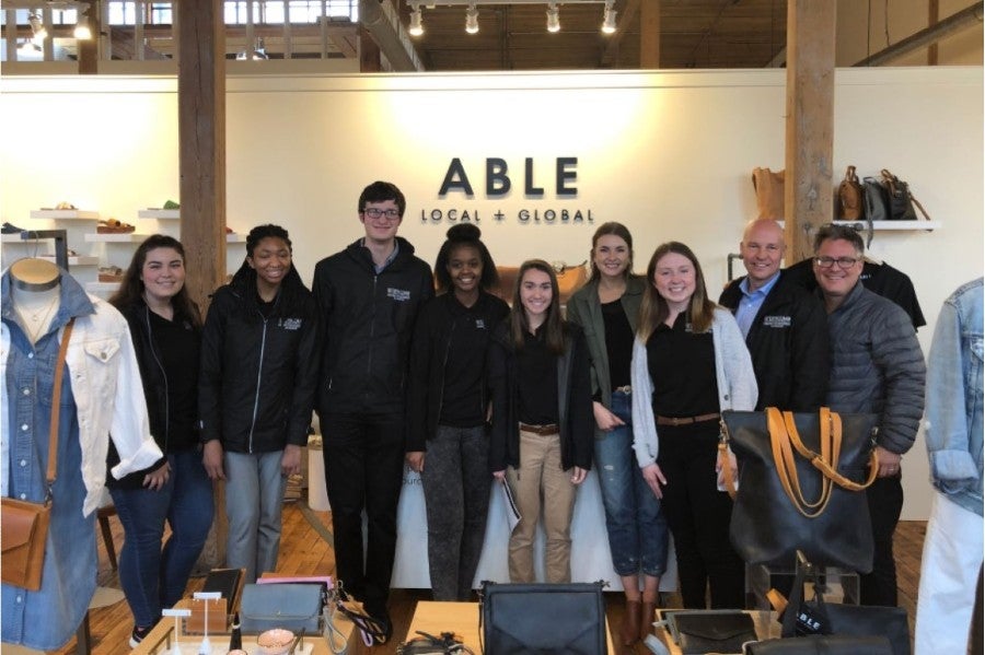 Lipscomb's Business As Mission Fellows on a field trip at a store called ABLE.