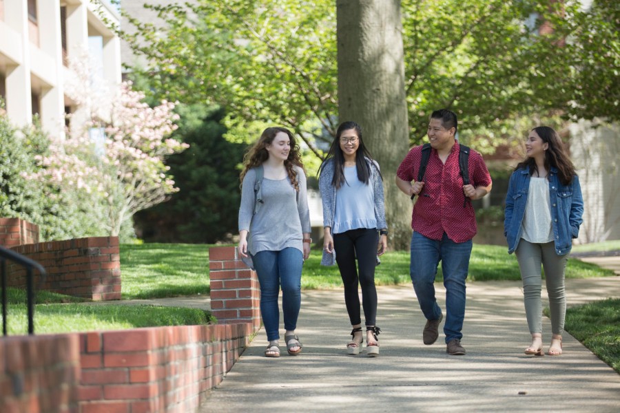 Students of various diversity walking on campus