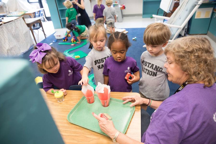 Classroom with children in the 2s and 3s room.