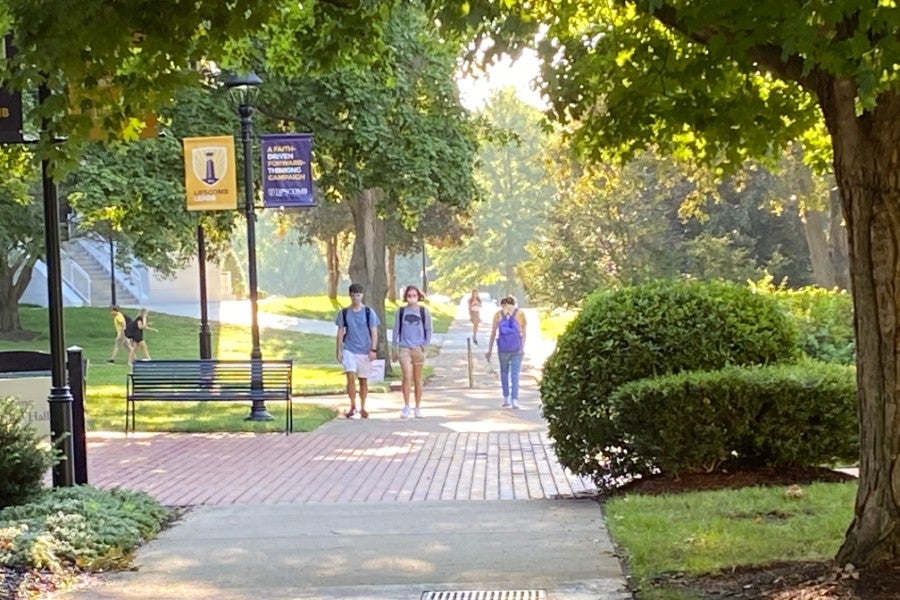 Students walking on campus