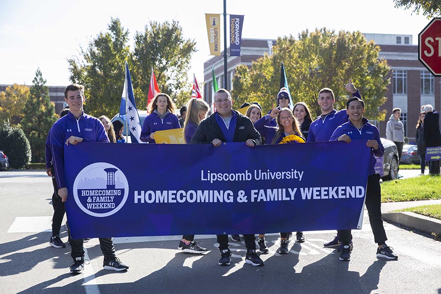 Banner of Lipscomb's Homecoming and Family Weekend