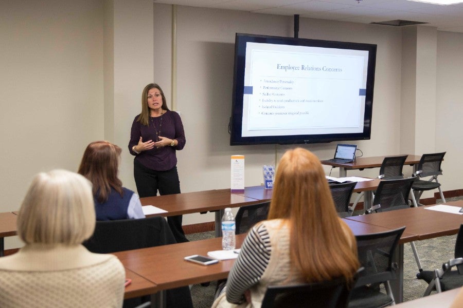 Speaker talking at an Engage Seminar