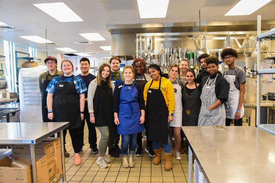 Students participating in a past MLK Service Day