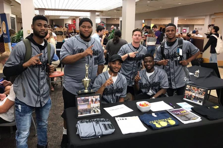 Group of students in student center.