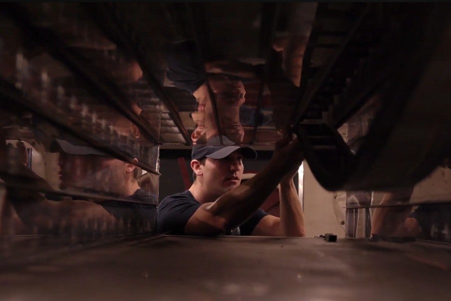 Paul Kurtz working on wind tunnel