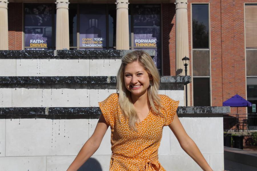 Lauren Flynt sitting on Osman Fountain