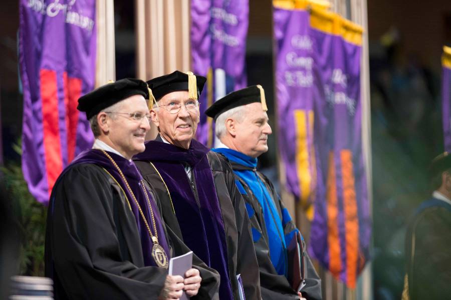 Doug Smith in graduation regalia at the December 2015 commencement.