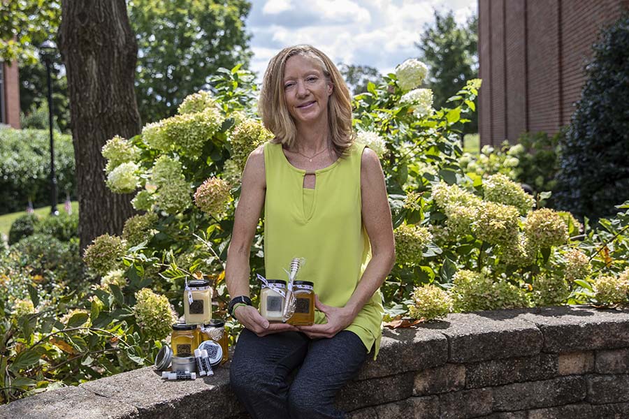 Gail Humes with her honey products