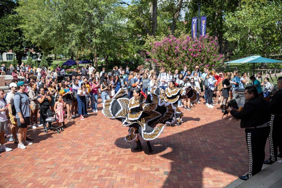 Students gather in Bison Square to enjoy Fall Fiesta 2021