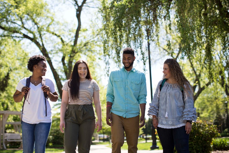 Students walking on campus