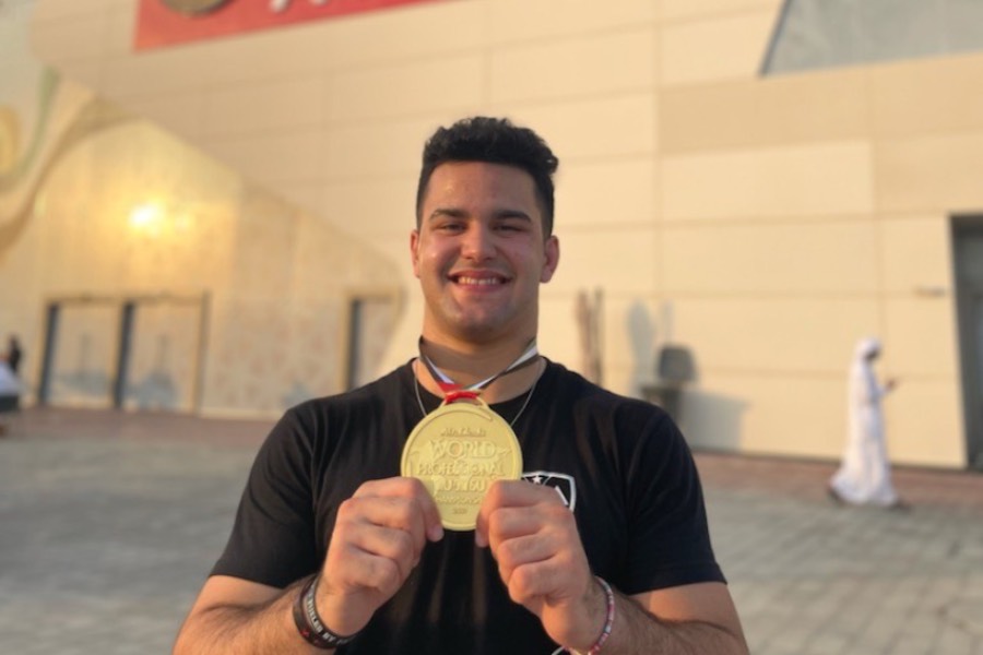 Joao Ribeiro with his world championship gold medal.