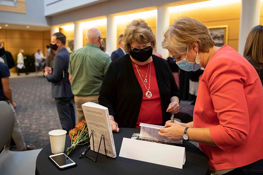 Leanne Smith at an on-campus book signing in the fall