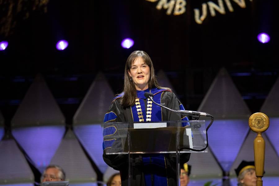 President Candice McQueen speaking at inauguration