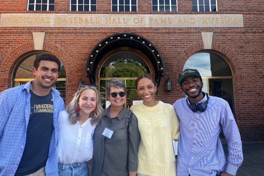 School of Communication students and Demetria Kalodimos at the Baseball Hall of Fame