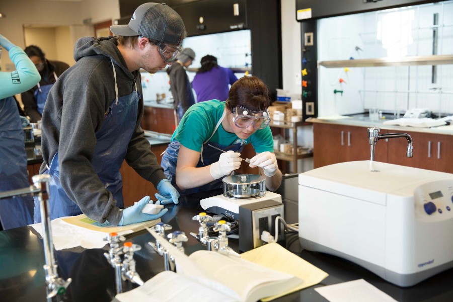 Students in McFarland chemistry lab.