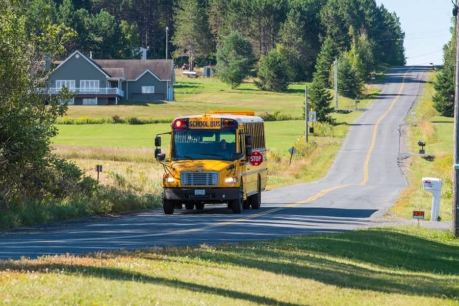 School bus in rural setting