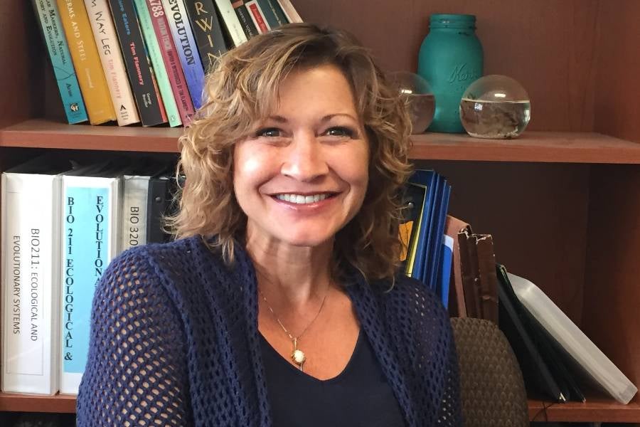 Dr. April Cordero, of Point Loma Nazarene University, in her office. 