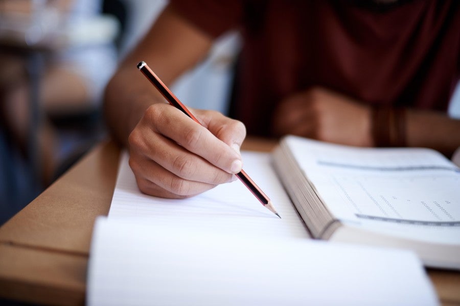 A student taking a test