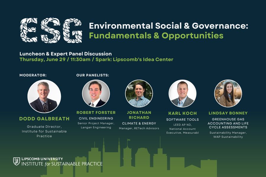 ESG Environmental Sustainable Governance Fundamentals and Opportunities panel event in downtown nashville summer 2023