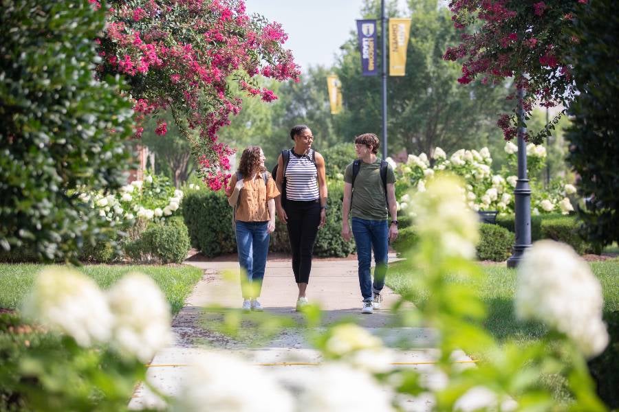 Students walking on campus