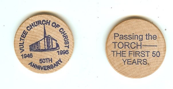 Vultee Church of Christ 50th anniversary tokens 