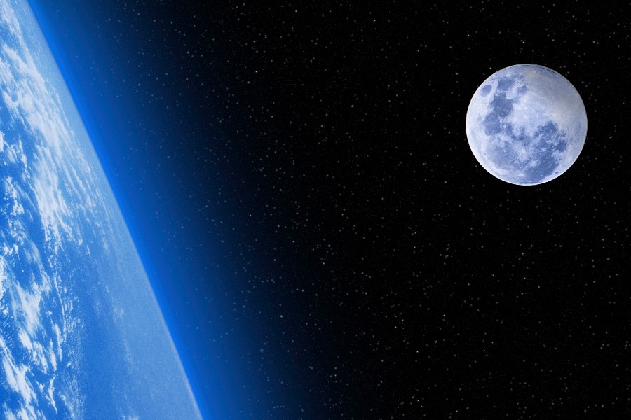 Image of Earth and moon from space
