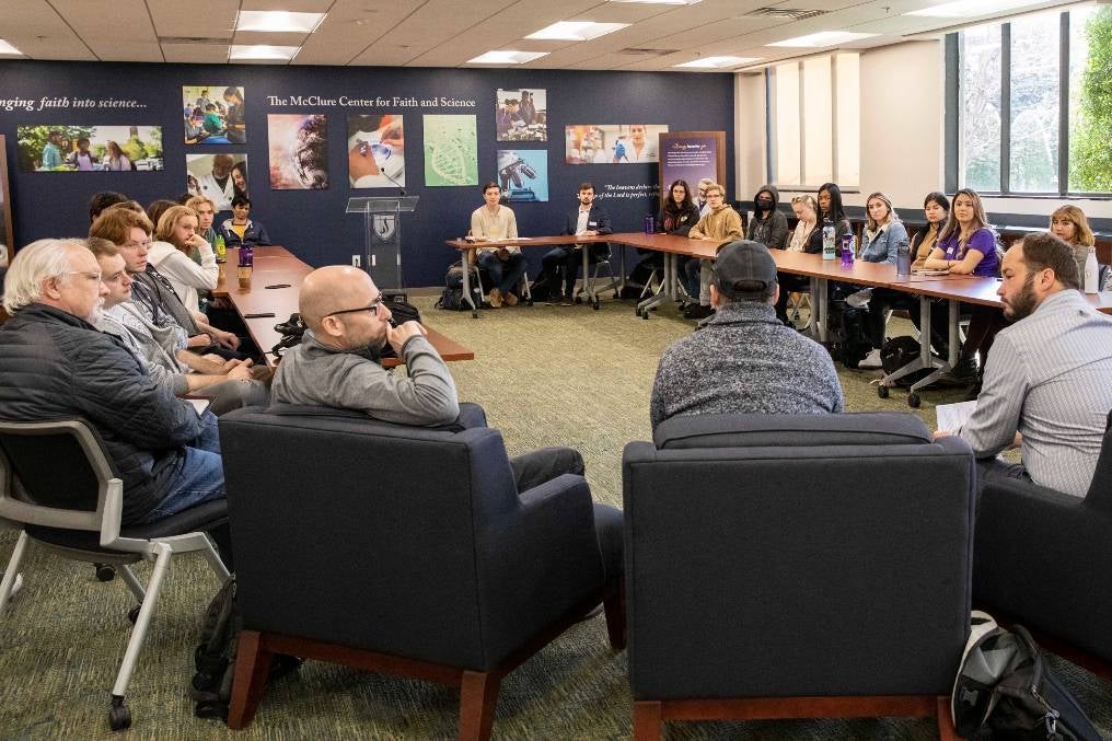 Students and faculty chapel in The McClure Center for Faith and Science