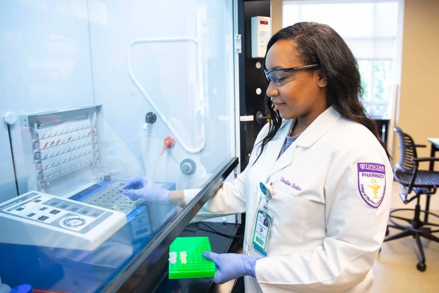 Pharmacy student in the lab