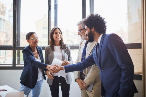 professionals meeting and shaking hands