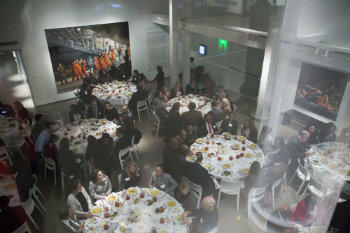 birds eye view of banquet tables