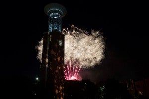 White and pink fireworks