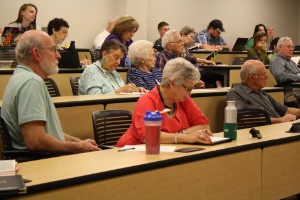 Classroom of older people sitting