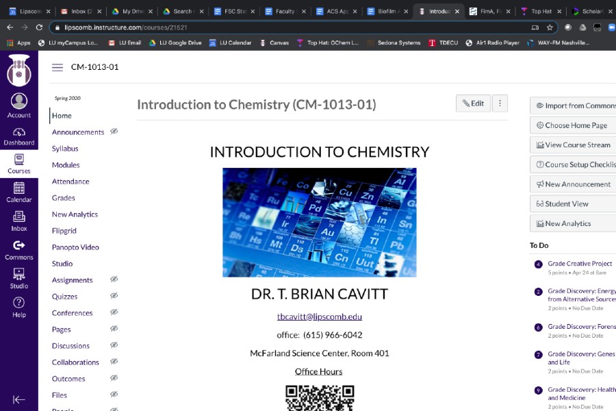Computer screenshot of a remote digital chemistry class