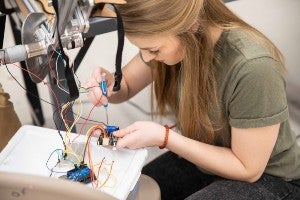 Leah Hampton working on project