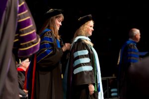 Candice McQueen at the first Doctorate of Education hooding