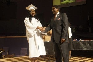 Student receiving Youth Award from Community ALERT