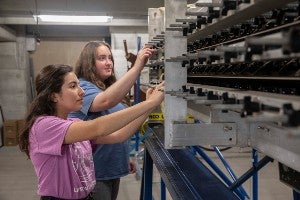 Engineering students and windtunnel