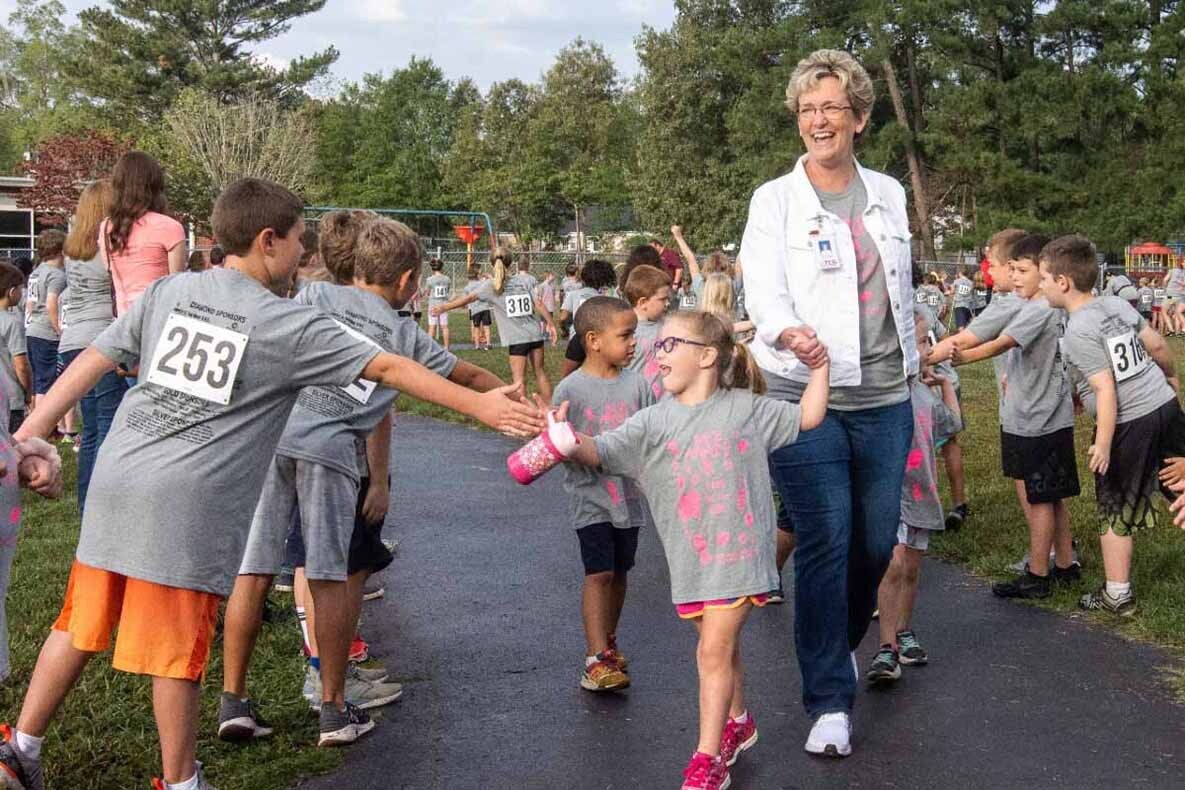 Catherine Stephens with students