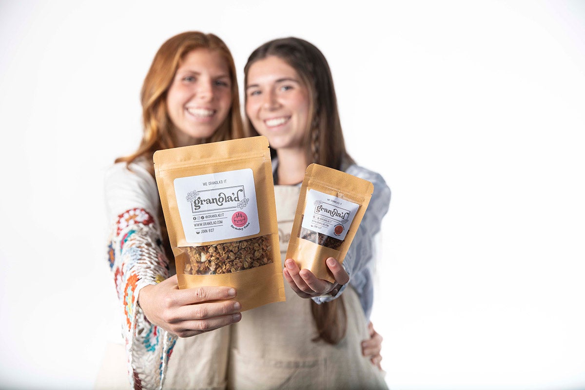 Skidmore Sisters with Granola'd bags