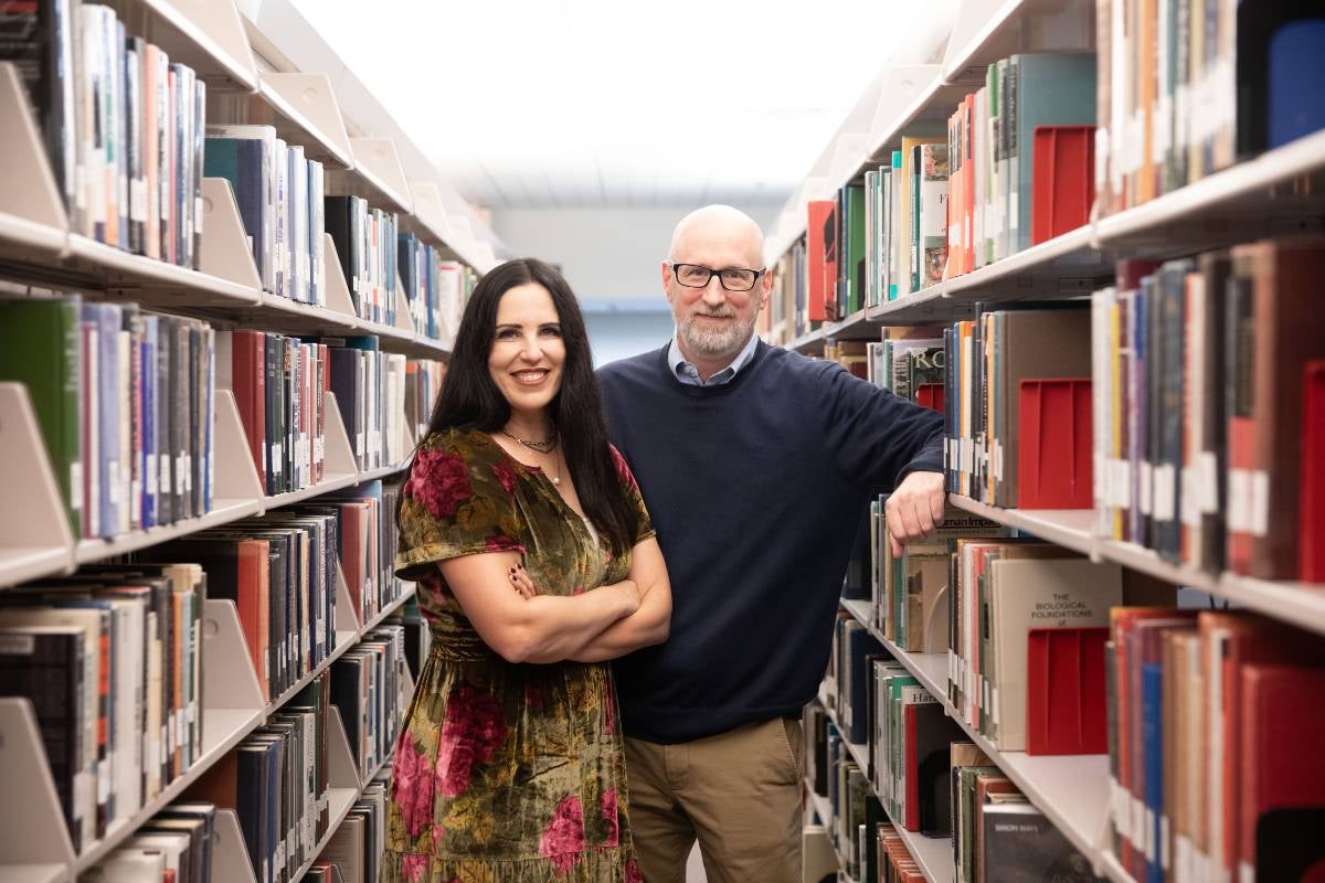 nancy and David French in Lipscomb library