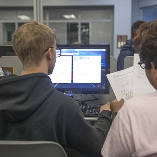 Students working on computers