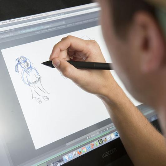 A student learns to create a character for animation