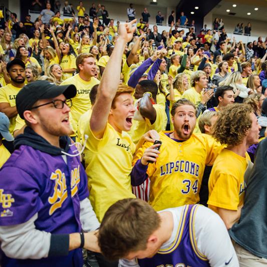 A packed crowd of students and fans go wild during the Battle of the Boulevard.