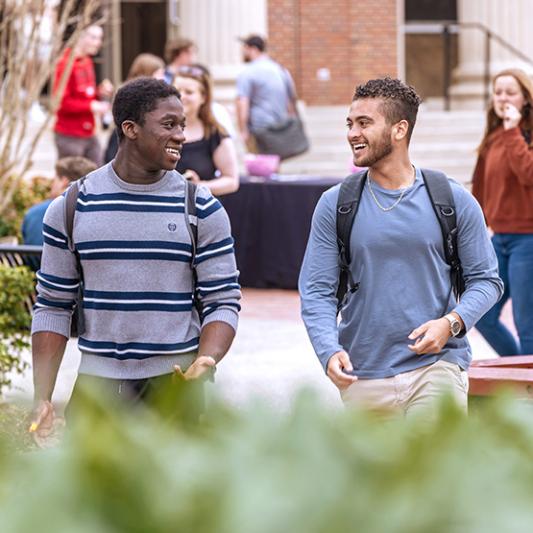 Students walking on campus