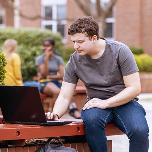 Student using computer