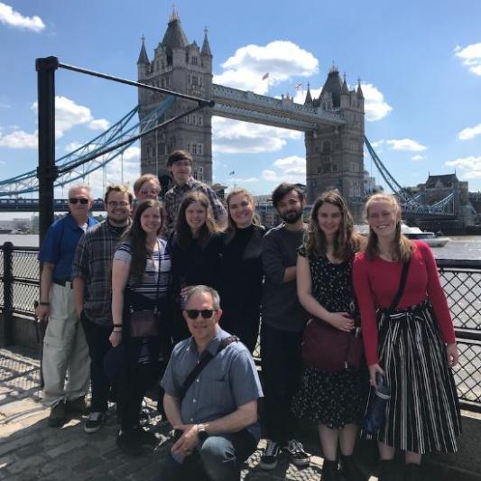 Group of students In front of the Tower Bridge in London
