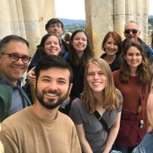 A group of students on top of the Duomo in Florence.