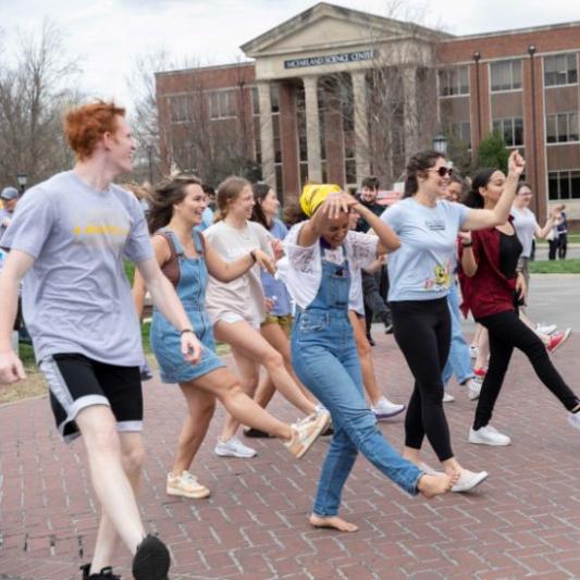 students dancing