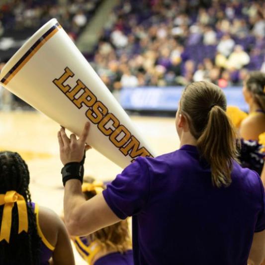 Lipscomb Cheerleader with Megaphone