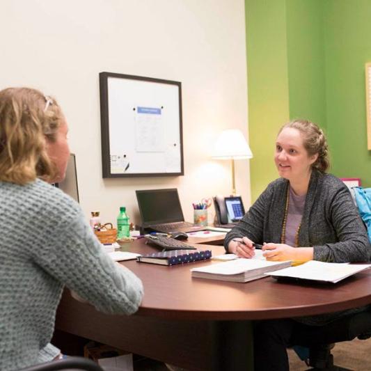 Student visiting the disability service office